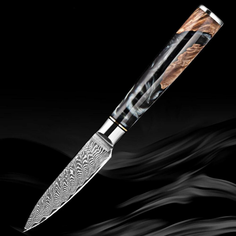 Black Walnut - 9 Piece - Damascus Steel Kitchen Knives Set