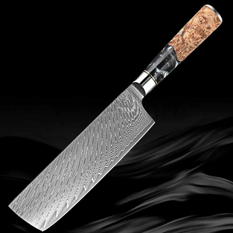 Black Walnut - 9 Piece - Damascus Steel Kitchen Knives Set