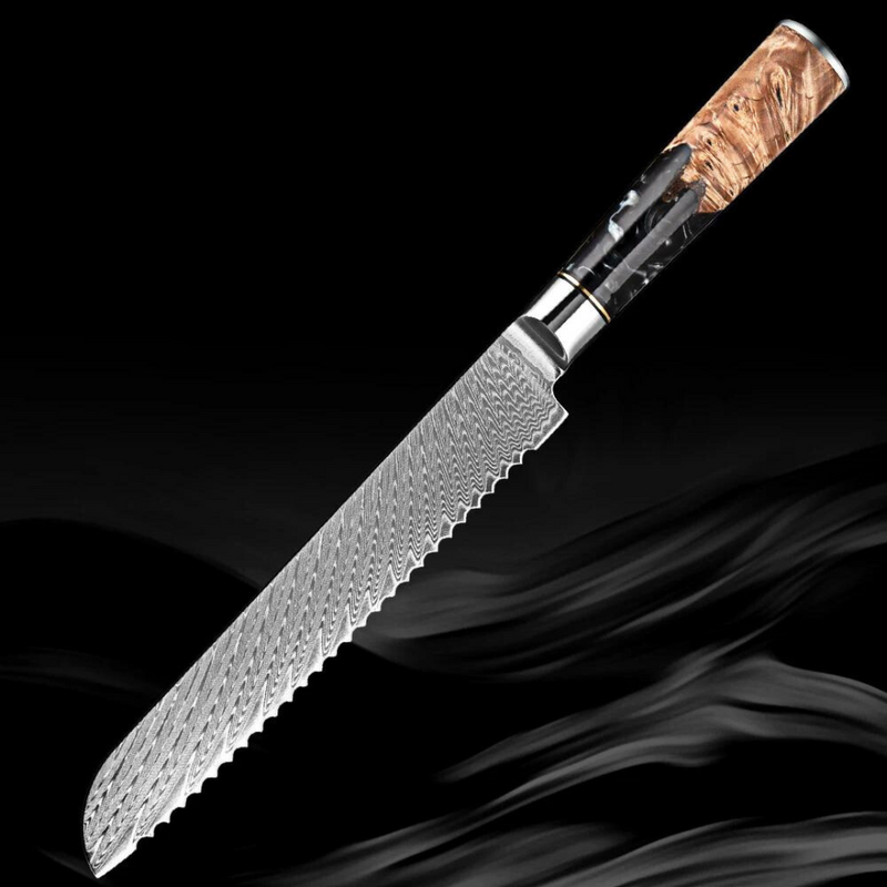 Black Walnut - 9 Piece - Damascus Steel Kitchen Knives Set