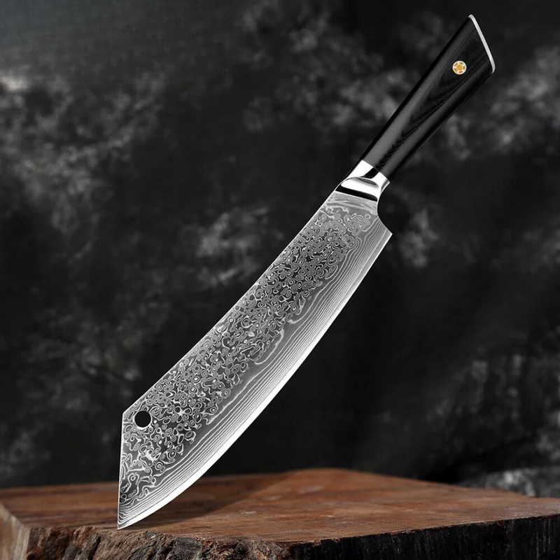 Midnight Black Chef Knife 9.5'' - VG10 Damascus Steel Japanese Kiritsuke with G10 Handle