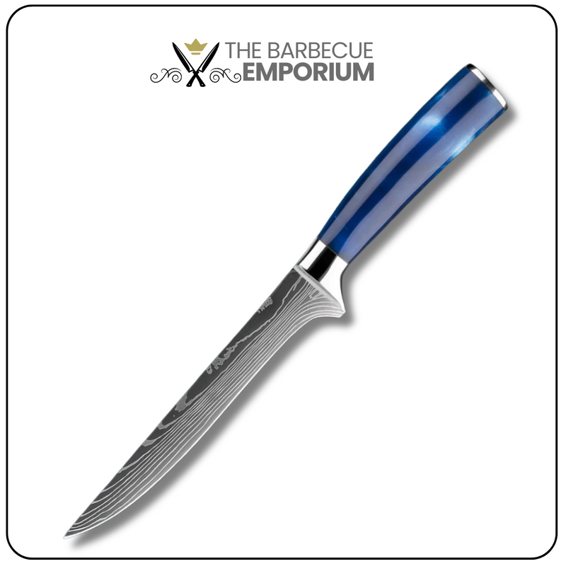 Blue 6-Inch Boning Knife - High-Quality Stainless Steel for Meat, Fish, and Bone