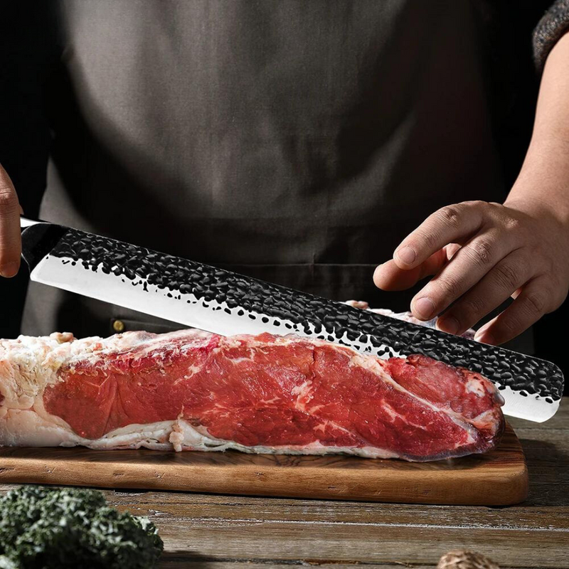 Full Tang Kitchen Knife - High Carbon Stainless Steel Butcher Knife for Roast, Watermelon, and Meat Cutting