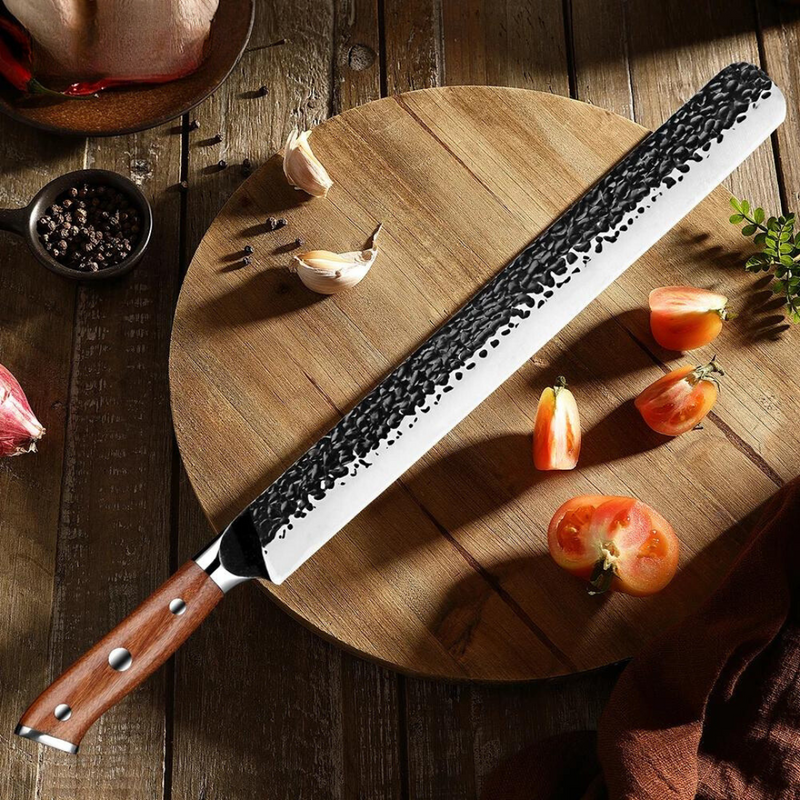 Full Tang Kitchen Knife - High Carbon Stainless Steel Butcher Knife for Roast, Watermelon, and Meat Cutting