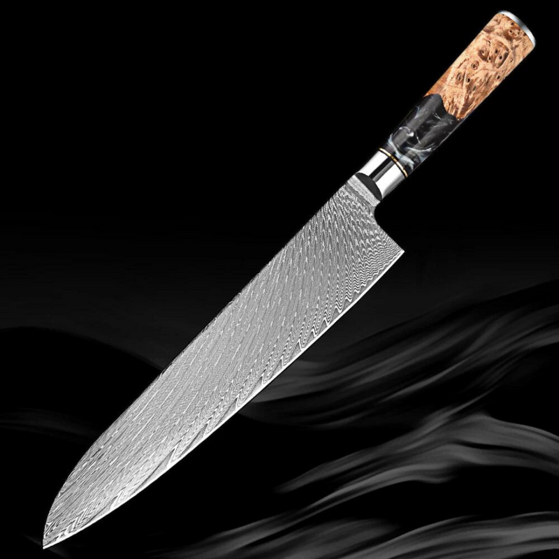 Black Walnut - 9 Piece - Damascus Steel Kitchen Knives Set