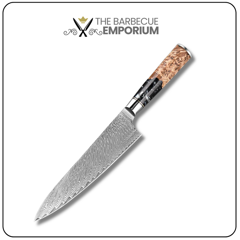 Black Walnut Chef Knife 9.5'' - Professional Damascus Steel Kitchen Knife