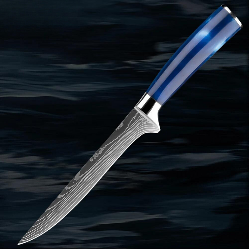 Blue 6-Inch Boning Knife - High-Quality Stainless Steel for Meat, Fish, and Bone