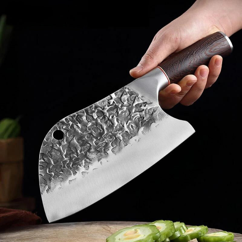 High Carbon Steel Knife Cleaver - Butcher Chef Knife for Meat, Bone, and Kitchen Chopping