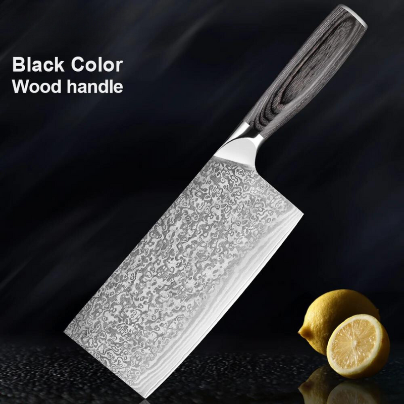 Professional Chinese Cleaver Knife - Damascus Steel Vegetable and Meat Cleaver for Kitchen Chefs