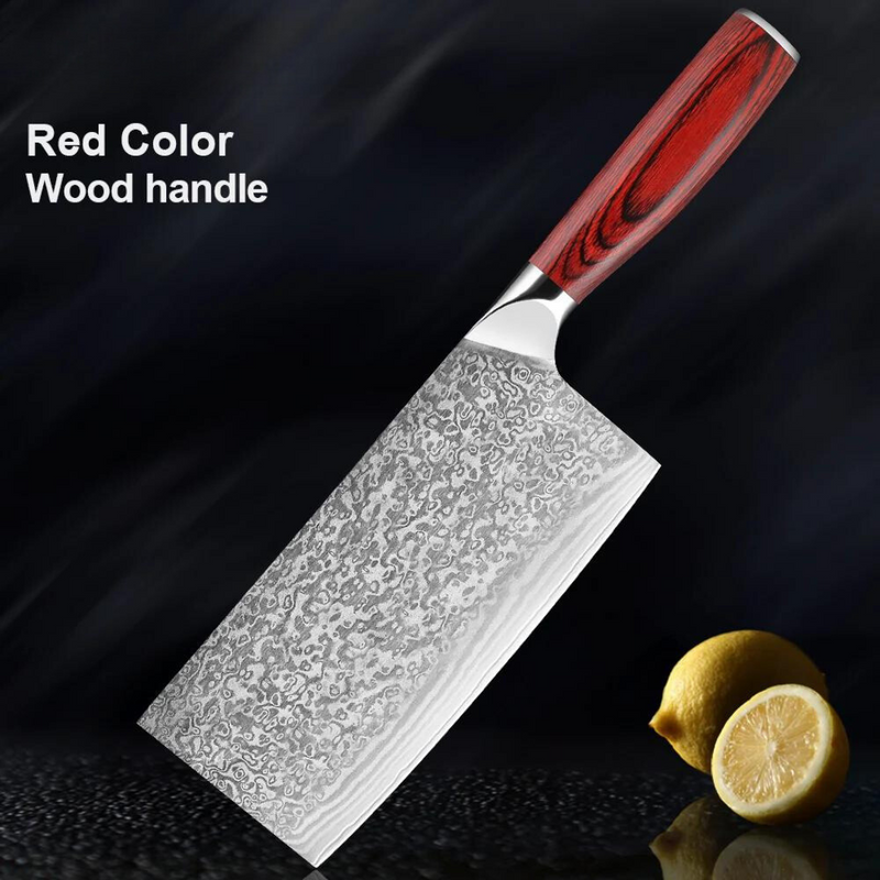 Professional Chinese Cleaver Knife - Damascus Steel Vegetable and Meat Cleaver for Kitchen Chefs