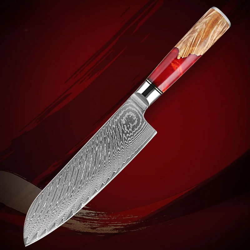 Red Walnut - 2 Piece - Damascus Steel Kitchen Knife Set