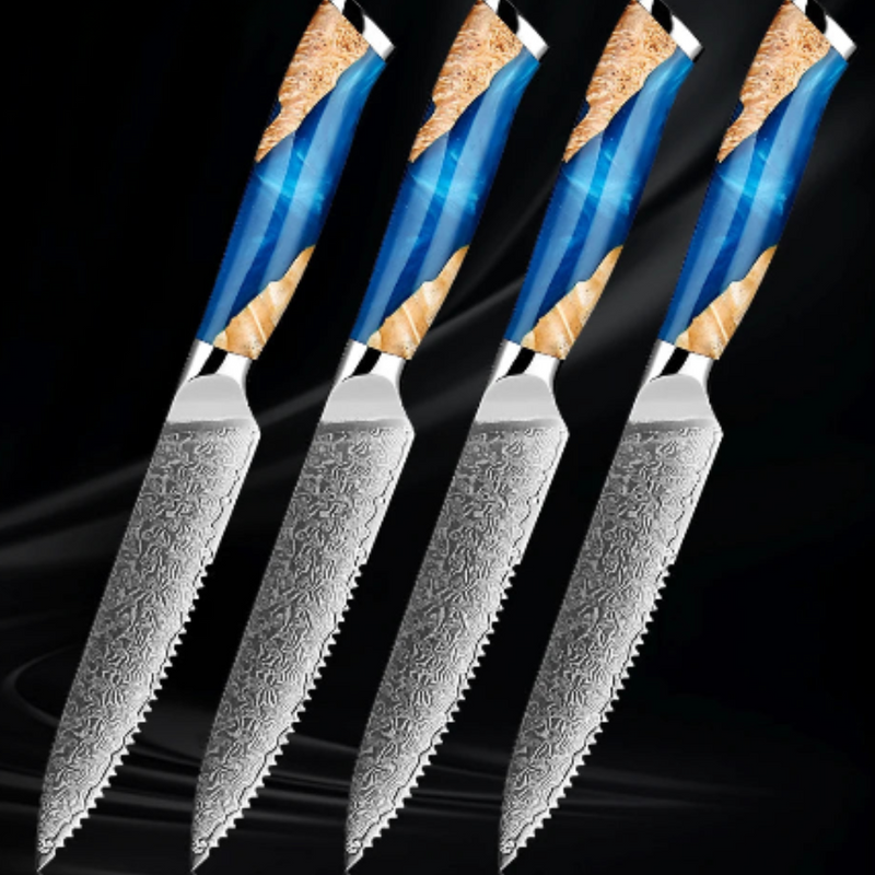 Steak Knife Set 4 -Piece - Japanese VG10 Steel Blades, 5-Inch Premium Serrated