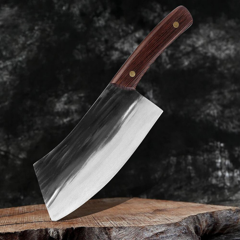 Handmade Cleaver Chef Knife - 5CR15 High Carbon Steel Meat Chopper, Forged Knife for Bone Chopping and Kitchen Slicing