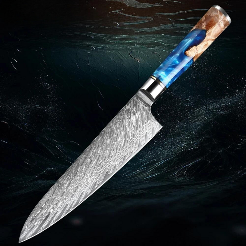 Blue Sandstone Chef Knife 8'' - Japanese VG10 Damascus Steel Kitchen Knife