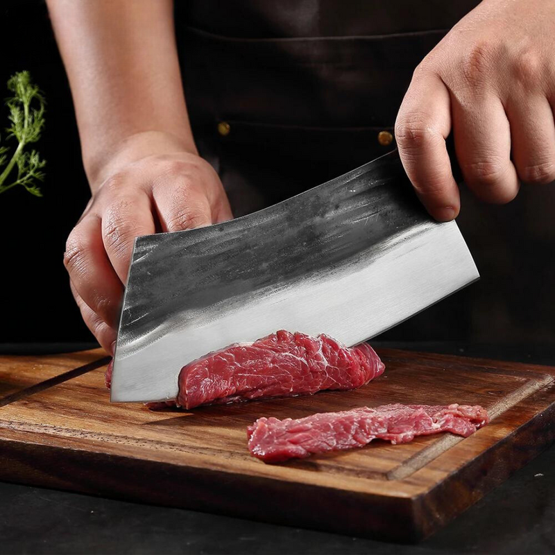 Handmade Cleaver Chef Knife - 5CR15 High Carbon Steel Meat Chopper, Forged Knife for Bone Chopping and Kitchen Slicing