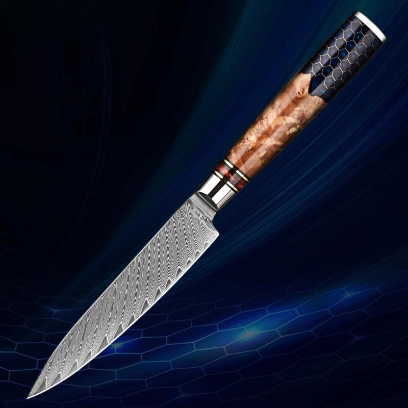 Navy Premium Utility Knife 5'' - Damascus Steel Chef's Knife