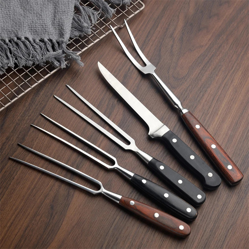 Stainless Steel Barbecue Fork - Portable BBQ Tool for Outdoor Cooking