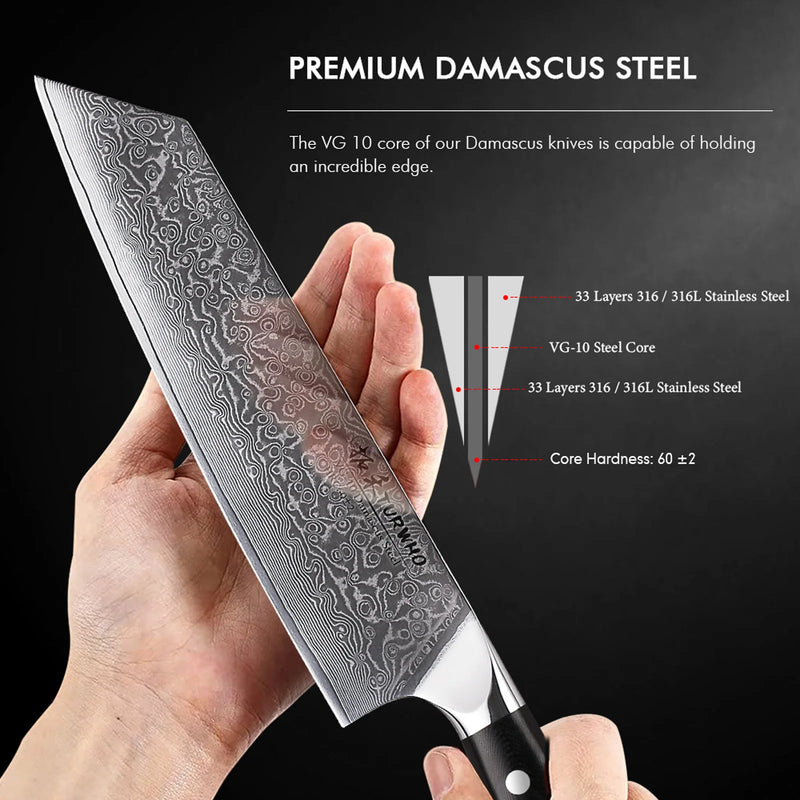 Precise Damascus Steel Knife 8.5" - Precision Cuts for Professional Kitchen Use