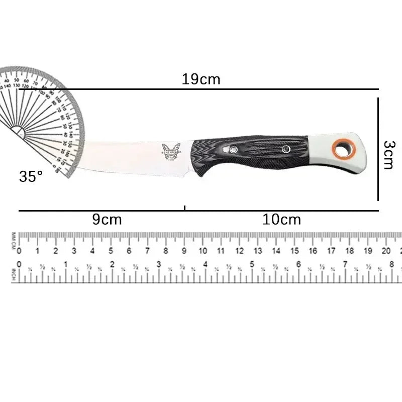 BM Knives 15500-1K Fixed Blade BBQ Knife - S45VN Steel, G10 Handle for Outdoor Grilling & Cooking