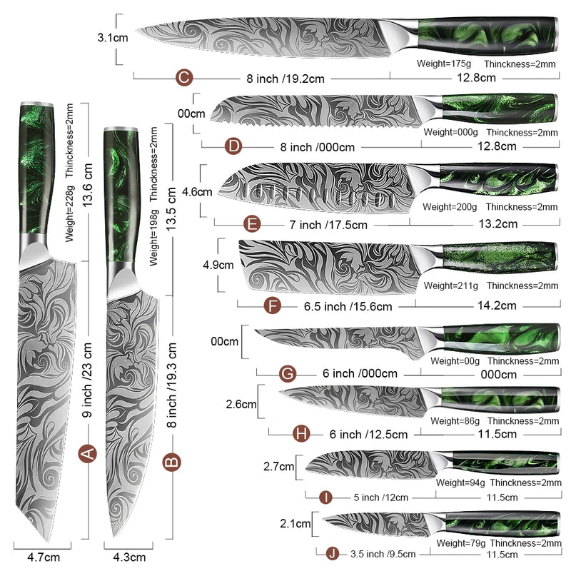 Luxury Damascus Pattern Chef Knife Set - for Kitchen and BBQ