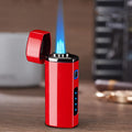 Metal Outdoor USB Lighter - Windproof, Turbo Three Torch, Blue Flame Jet"