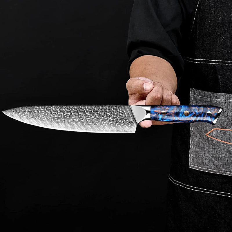 8-Inch Special Chef Knife - Japanese Damascus Steel, Professional Sharp Kitchen Knife with Full Tang Handle for Meat and Fish