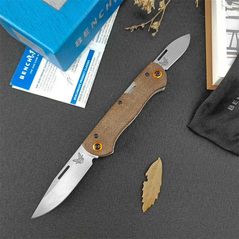 BM 371 BBQ Folding Knife - Portable Double-Bladed Knife for Grilling and Meat Cutting