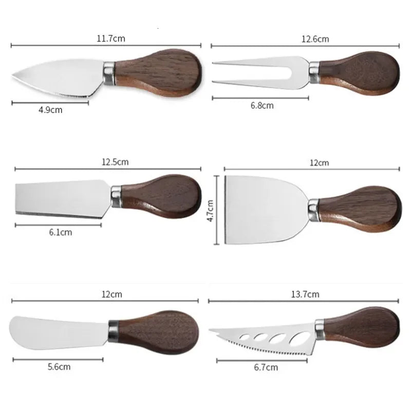 Cheese Knives Set for Charcuterie Boards - 6-Piece Stainless Steel