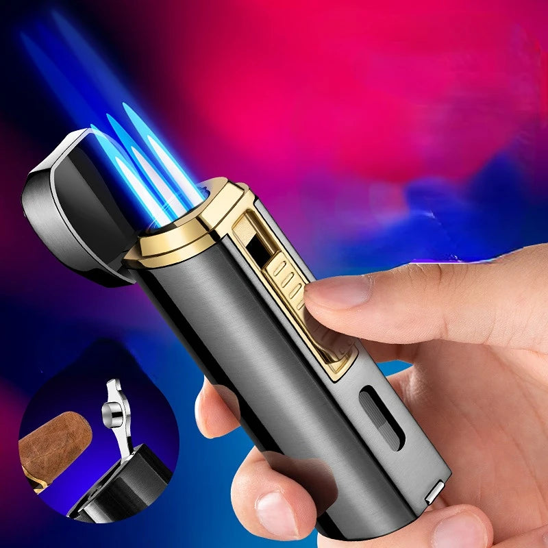 Luxury Straight Jet Butane Cigar Lighter: Metal Torch - for Stylish Cigar Enjoyment