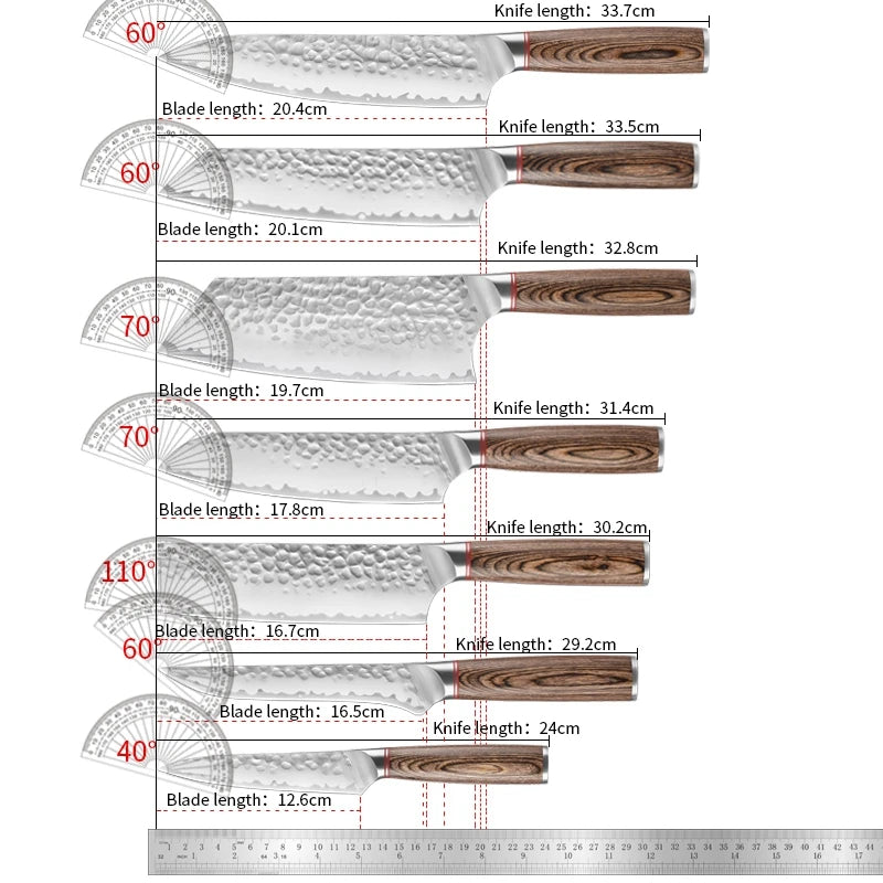 7-Piece Walnut Sharp Handmade Knife Set