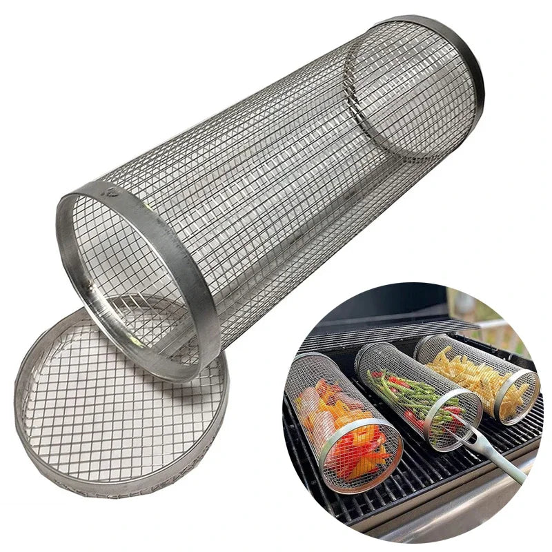 Stainless Steel Round Basket - For Barbecue