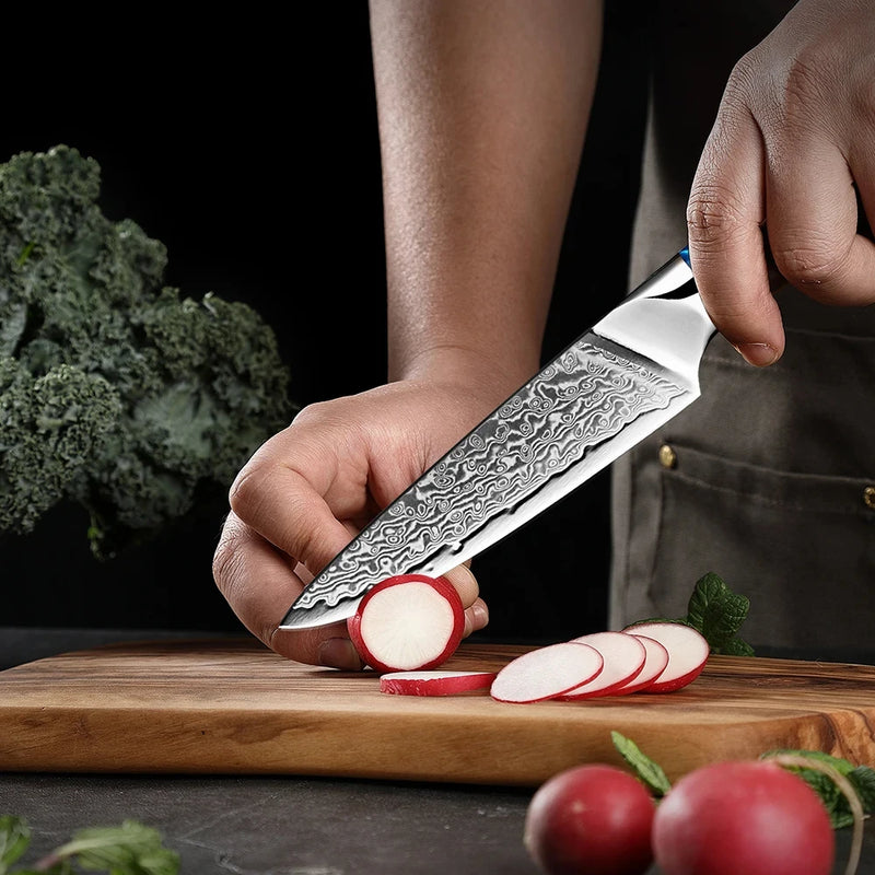 Handle Damascus Steel Peeling Knife 3.5'' - Kitchen Paring Utility Cleaver