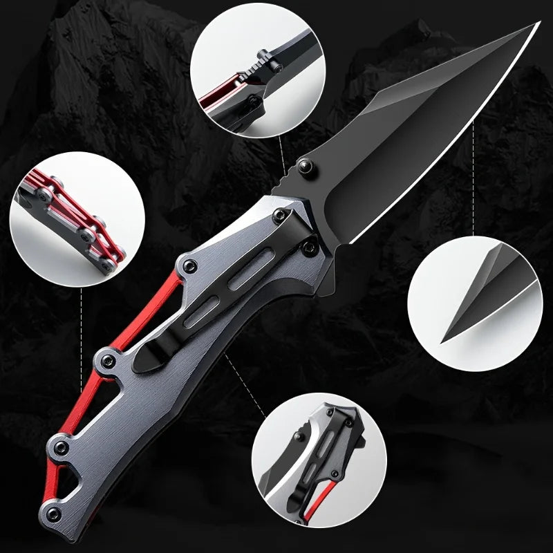 Small Multifunctional Pocket Knife - Black Stainless Steel Blade