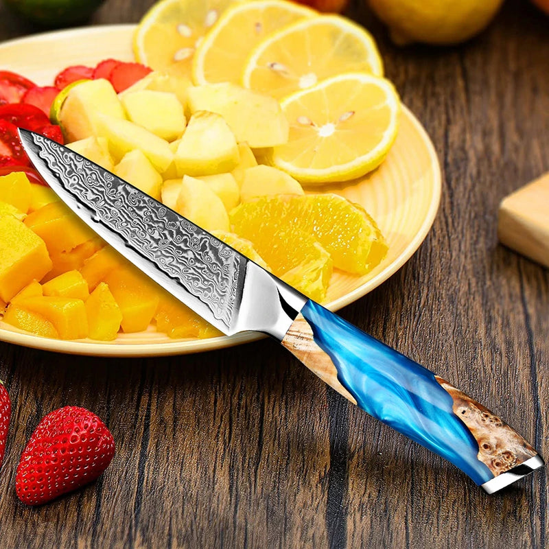 Handle Damascus Steel Peeling Knife 3.5'' - Kitchen Paring Utility Cleaver