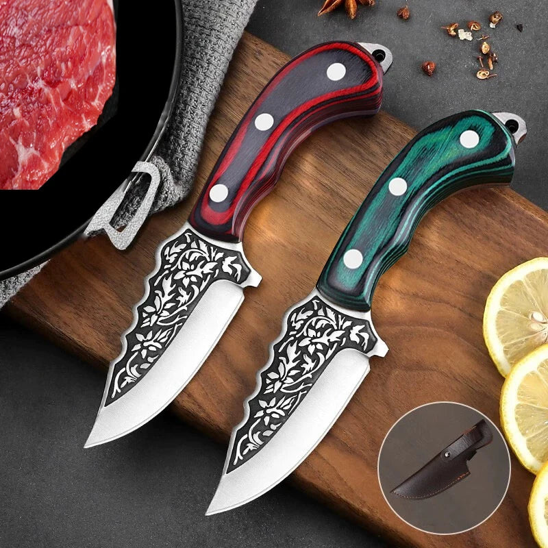 Fruit Knife - Solid Wood Handle, Camping & Fishing Tool