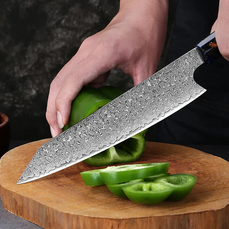 Japanese Damascus Steel Chef's Knife 8'' - Kiritsuke  Fillet Meat Slicing Knife