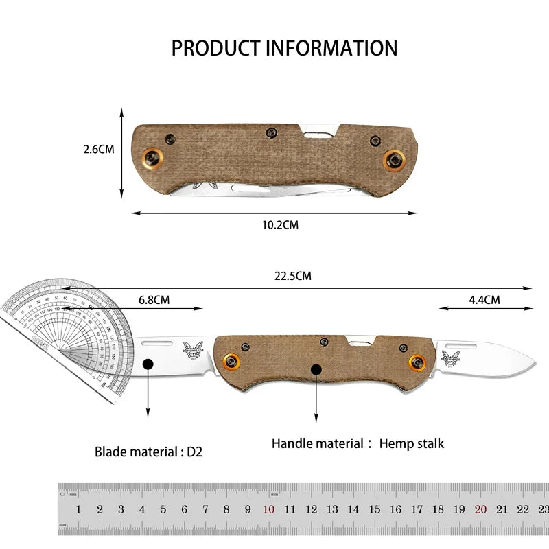 BM 371 BBQ Folding Knife - Portable Double-Bladed Knife for Grilling and Meat Cutting