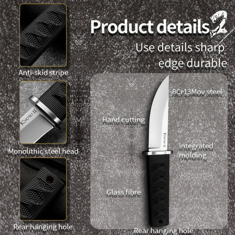 Mini Samurai BBQ Knife - Fixed Blade, Ideal for Grilling and Outdoor Cooking