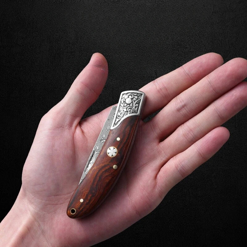 1/2pc Sourwood Handle Folding Knife - High Quality EDC Kitchen Utility Knife