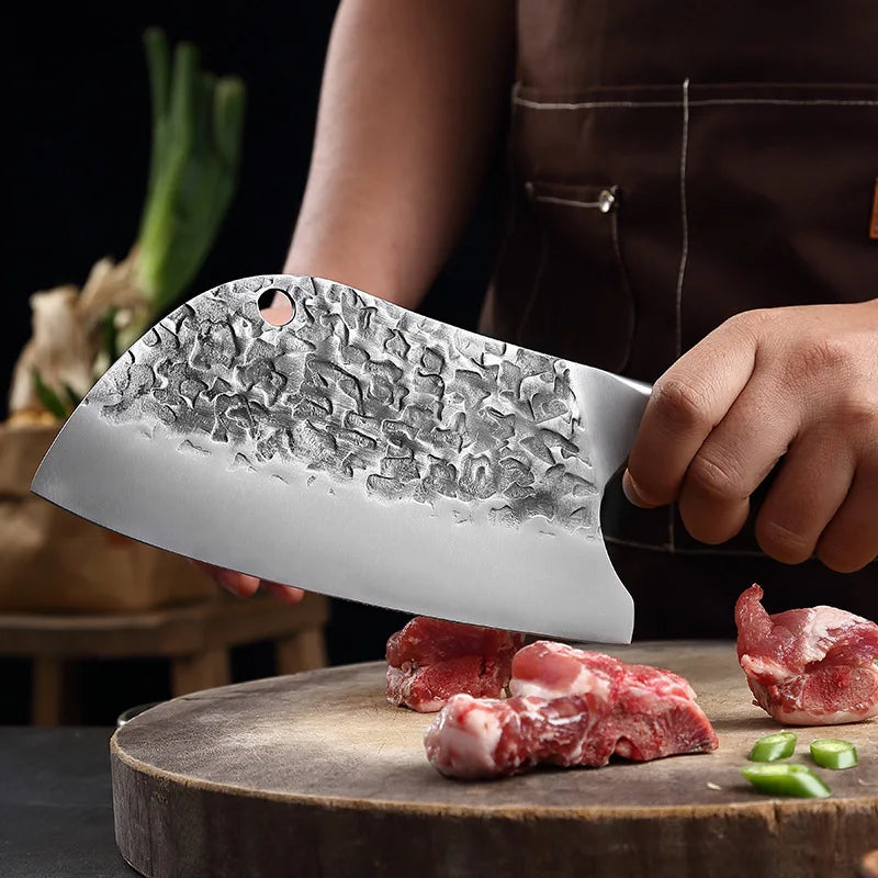 High Carbon Steel Knife Cleaver - Butcher Chef Knife for Meat, Bone, and Kitchen Chopping