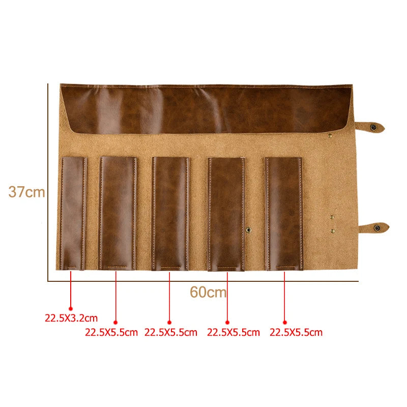 Leather chef knife roll - professional knife storage