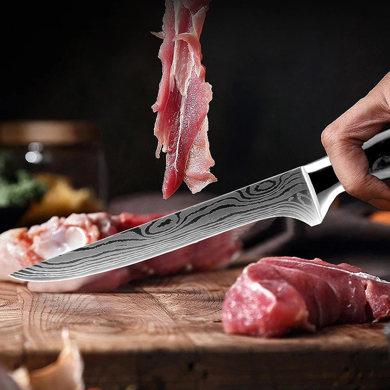 Brown 6-Inch Boning & Fillet Knife - Razor Sharp High Carbon German Steel Blade with Ergonomic Handle for Meat Slicing