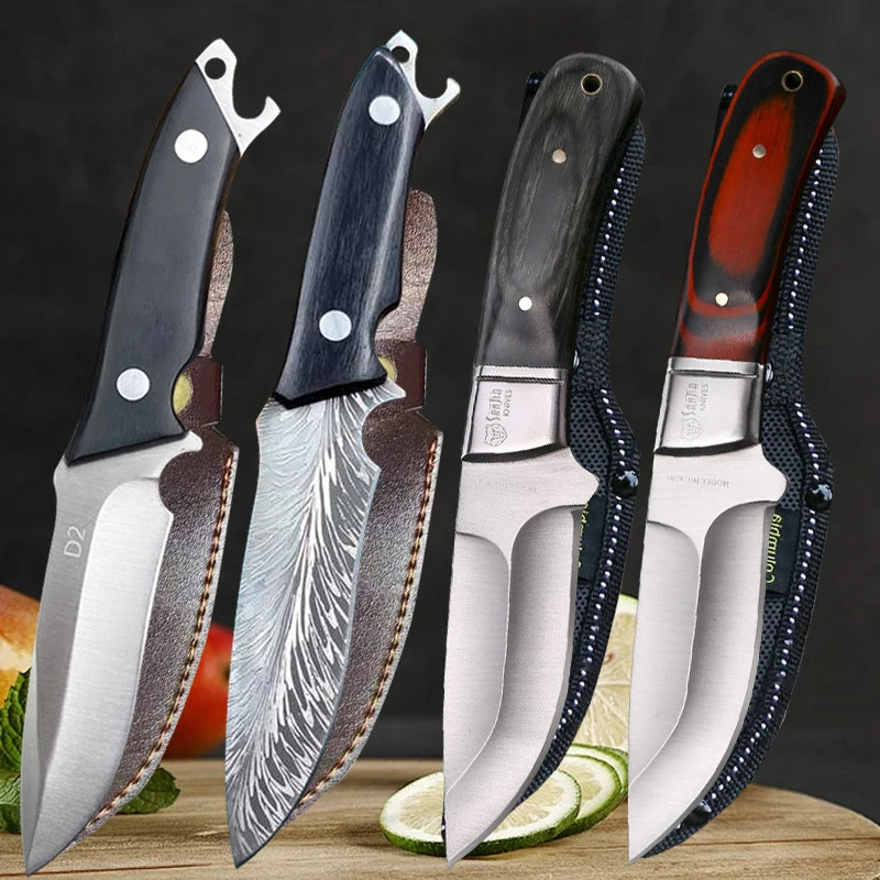 1-4 Piece Stainless Steel Kitchen Knife Set: Butcher, Boning, Cleaver, and Vegetable Slicer