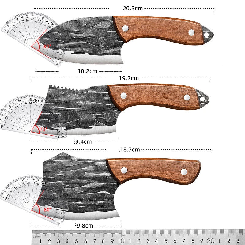 1/3-Piece Mini Meat Cleaver Set - Stainless Steel Sharp Fish Knife