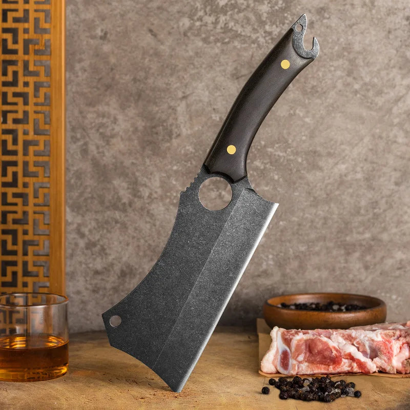 Handmade Black Titanium Ring Knife - kitchen knife