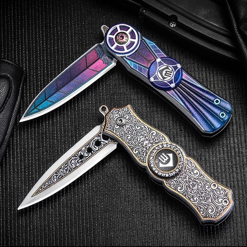 Fingertip Spinner Folding Knife - 7Cr13Mov Steel Blade, Compact and Portable with Box