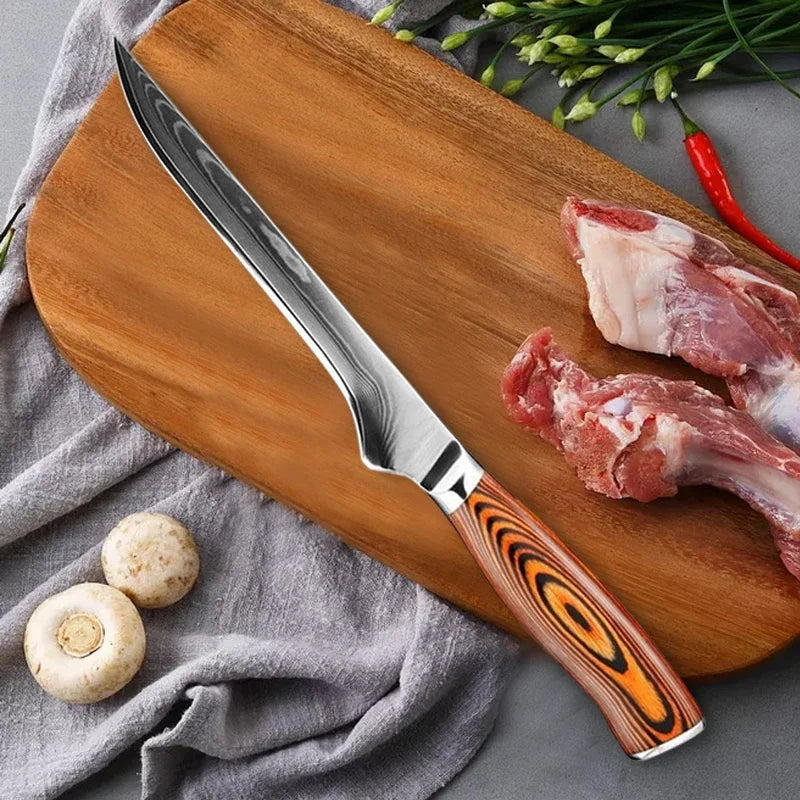 6 Inch Barbecue Boning Knife - High Carbon Japanese Stainless Steel, Wood Handle