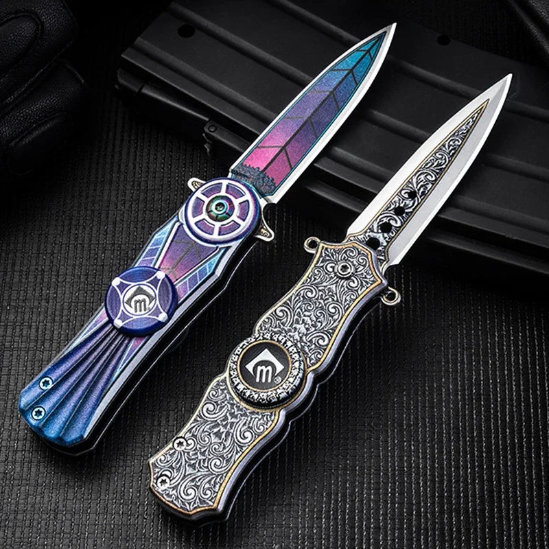 Fingertip Spinner Folding Knife - 7Cr13Mov Steel Blade, Compact and Portable with Box