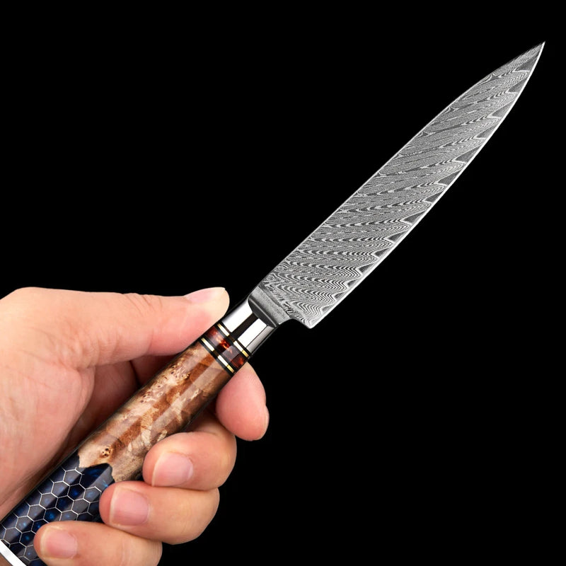 Navy Premium Utility Knife 5'' - Damascus Steel Chef's Knife