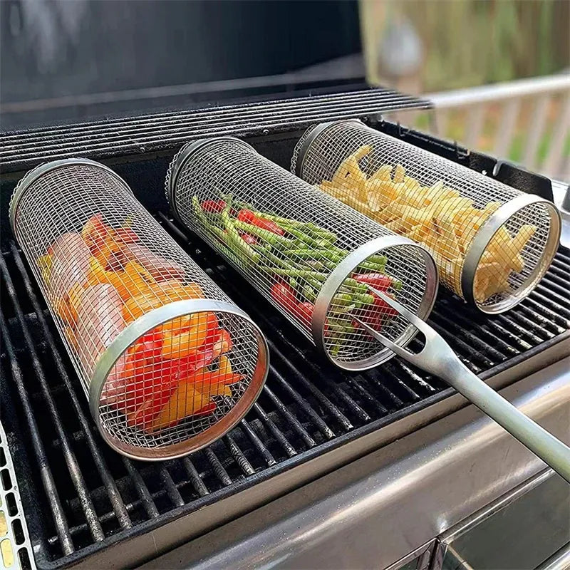 Stainless Steel Round Basket - For Barbecue