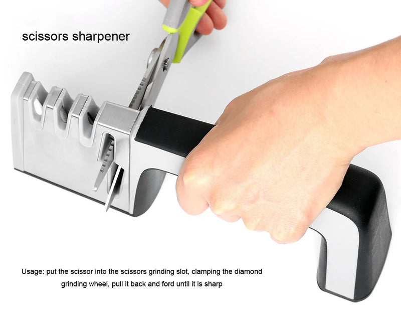 Knife Sharpener with Diamond Coated - Versatile 4 in 1